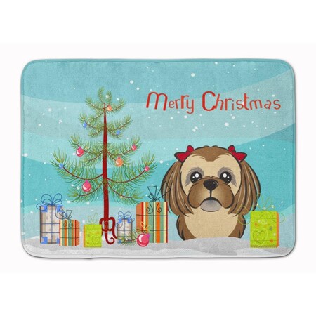 Carolines Treasures Christmas and Chocolate Brown Shih Tzu Machine Washable Memory Foam Mat BB1621RUG